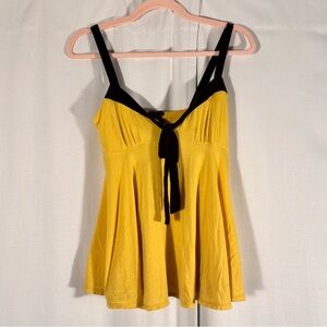 Moda International Yellow & Brown Babydoll Top